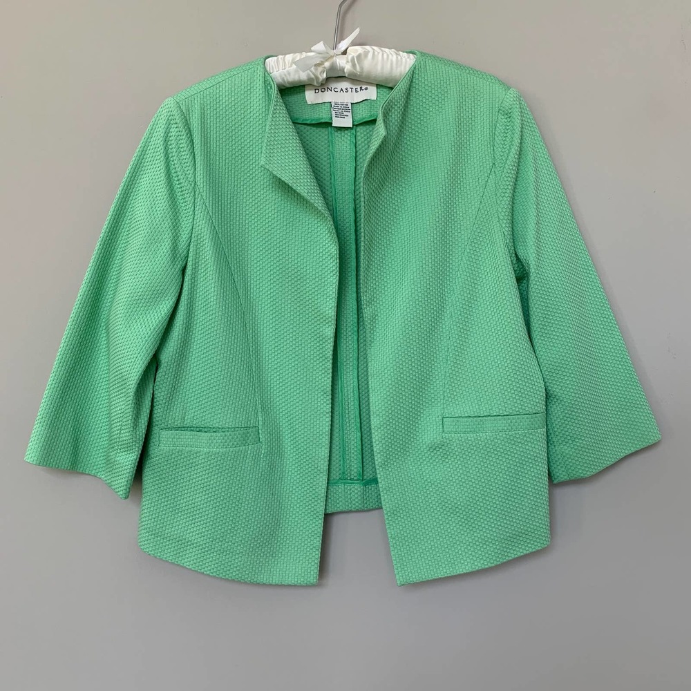 Doncaster Mint Green Textured Open-Front Blazer